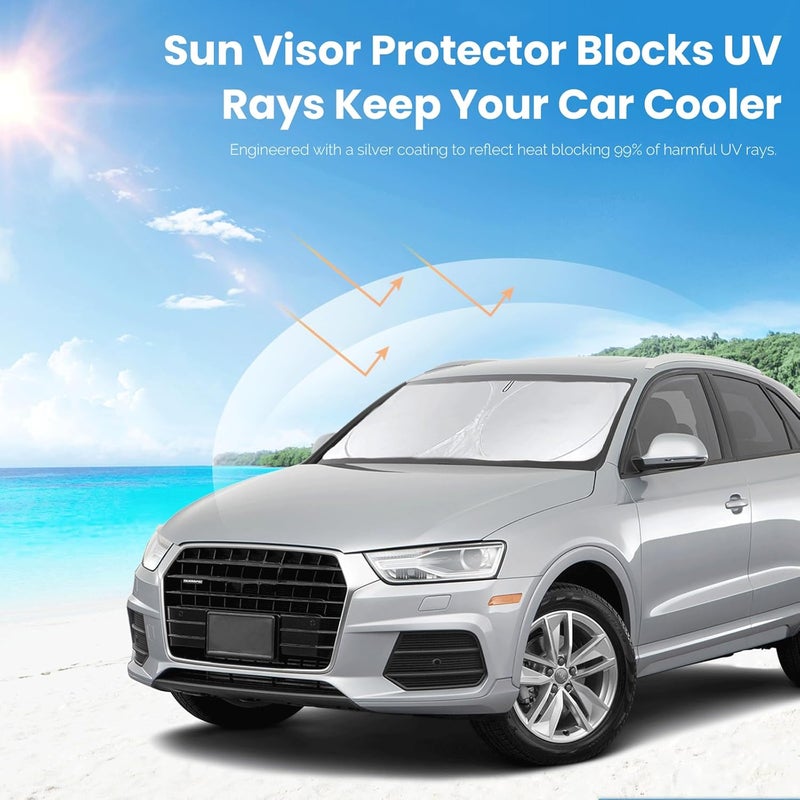 INSAUTO Custom fit Q3 Windshield Sunshade for 2013-2024 2025 2026 Audi Q3 Front Window Shades Cover for Windshield Sun Visor Screen Protector 210T Reflective Blocks UV Rays Cool Car Accessories - Image 5